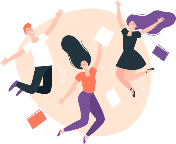People collaborating around a digital experience